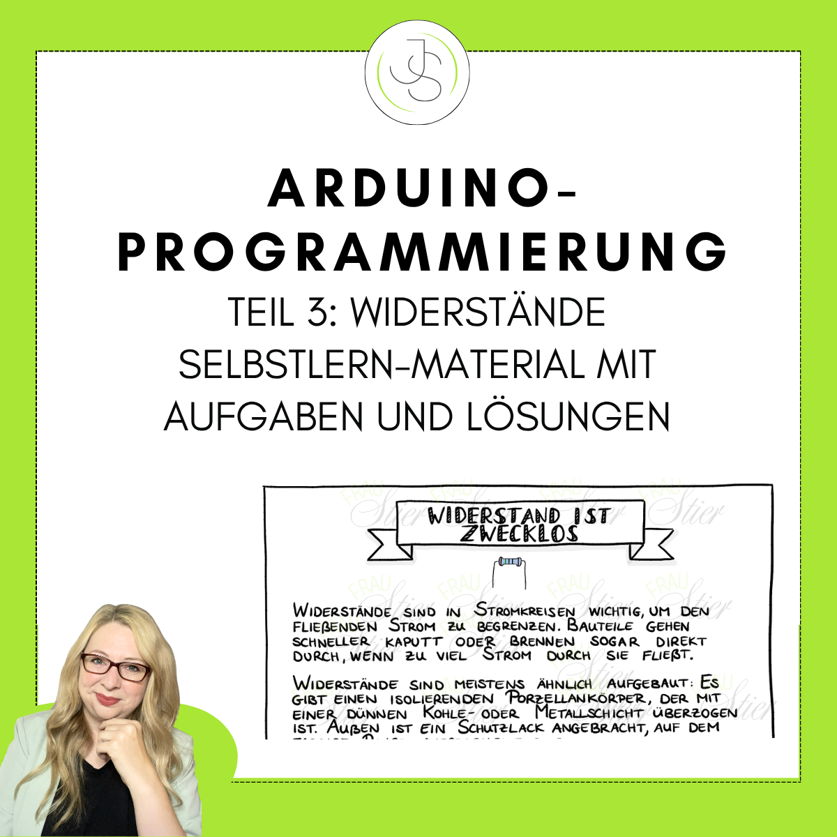 Titelbild Arduino-Programmierung Teil 3: Widerstände und ihre Ringfarben, Selbstlern-Material mit Aufgaben und Lösungen